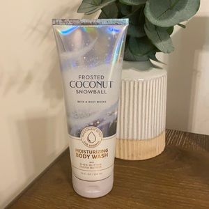 Frosted coconut snowball body wash.